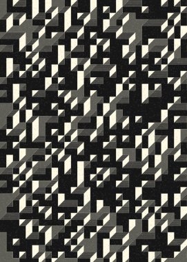 Edward Zajec 'in 1971' deki Il Cubo 'sunun uygulanması. Esasen 8 taştan oluşan bir Truchet fayans seti ve yerleştirme sanatı illüstrasyonu için kurallar