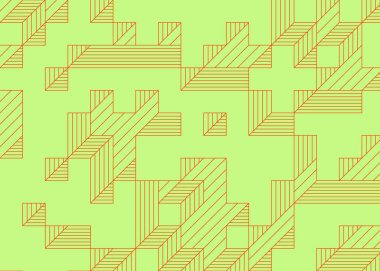 Edward Zajec 'in 1971' deki Il Cubo 'sunun uygulanması. Esasen 8 taştan oluşan bir Truchet fayans seti ve yerleştirme sanatı illüstrasyonu için kurallar