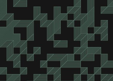 Edward Zajec 'in 1971' deki Il Cubo 'sunun uygulanması. Esasen 8 taştan oluşan bir Truchet fayans seti ve yerleştirme sanatı illüstrasyonu için kurallar