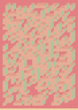 Edward Zajec 'in 1971' deki Il Cubo 'sunun uygulanması. Esasen 8 taştan oluşan bir Truchet fayans seti ve yerleştirme sanatı illüstrasyonu için kurallar