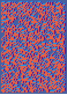 Edward Zajec 'in 1971' deki Il Cubo 'sunun uygulanması. Esasen 8 taştan oluşan bir Truchet fayans seti ve yerleştirme sanatı illüstrasyonu için kurallar