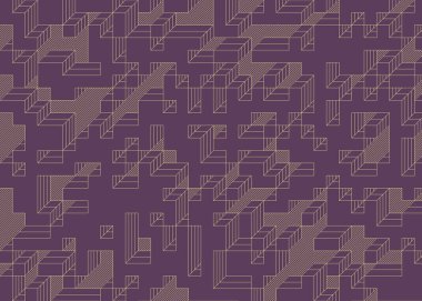 Edward Zajec 'in 1971' deki Il Cubo 'sunun uygulanması. Esasen 8 taştan oluşan bir Truchet fayans seti ve yerleştirme sanatı illüstrasyonu için kurallar