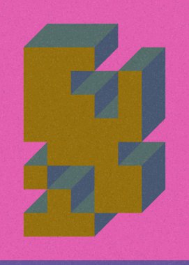 Edward Zajec 'in 1971' deki Il Cubo 'sunun uygulanması. Esasen 8 taştan oluşan bir Truchet fayans seti ve yerleştirme sanatı illüstrasyonu için kurallar