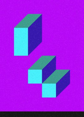 Edward Zajec 'in 1971' deki Il Cubo 'sunun uygulanması. Esasen 8 taştan oluşan bir Truchet fayans seti ve yerleştirme sanatı illüstrasyonu için kurallar