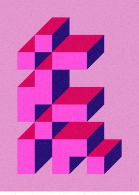 Edward Zajec 'in 1971' deki Il Cubo 'sunun uygulanması. Esasen 8 taştan oluşan bir Truchet fayans seti ve yerleştirme sanatı illüstrasyonu için kurallar