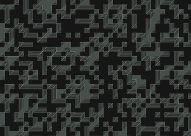 Edward Zajec 'in 1971' deki Il Cubo 'sunun uygulanması. Esasen 8 taştan oluşan bir Truchet fayans seti ve yerleştirme sanatı illüstrasyonu için kurallar