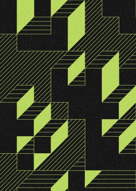 Edward Zajec 'in 1971' deki Il Cubo 'sunun uygulanması. Esasen 8 taştan oluşan bir Truchet fayans seti ve yerleştirme sanatı illüstrasyonu için kurallar