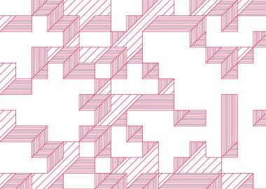 Edward Zajec 'in 1971' deki Il Cubo 'sunun uygulanması. Esasen 8 taştan oluşan bir Truchet fayans seti ve yerleştirme sanatı illüstrasyonu için kurallar