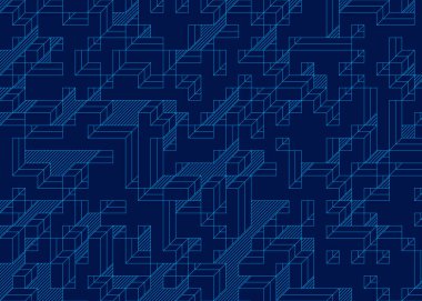 Edward Zajec 'in 1971' deki Il Cubo 'sunun uygulanması. Esasen 8 taştan oluşan bir Truchet fayans seti ve yerleştirme sanatı illüstrasyonu için kurallar