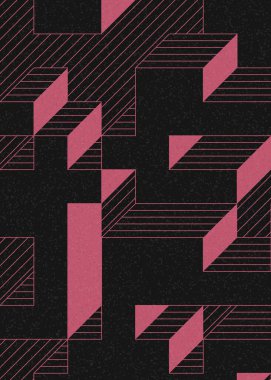 Edward Zajec 'in 1971' deki Il Cubo 'sunun uygulanması. Esasen 8 taştan oluşan bir Truchet fayans seti ve yerleştirme sanatı illüstrasyonu için kurallar