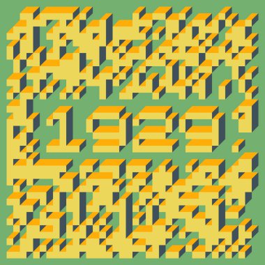 Edward Zajec 'in 1971' deki Il Cubo 'sunun uygulanması. Esasen 8 taştan oluşan bir Truchet fayans seti ve yerleştirme sanatı illüstrasyonu için kurallar