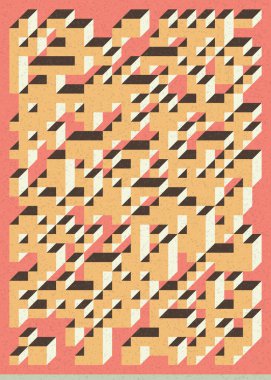 Edward Zajec 'in 1971' deki Il Cubo 'sunun uygulanması. Esasen 8 taştan oluşan bir Truchet fayans seti ve yerleştirme sanatı illüstrasyonu için kurallar