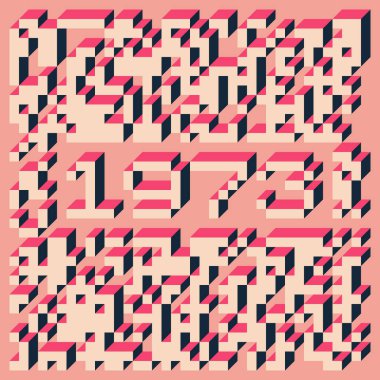 Edward Zajec 'in 1971' deki Il Cubo 'sunun uygulanması. Esasen 8 taştan oluşan bir Truchet fayans seti ve yerleştirme sanatı illüstrasyonu için kurallar