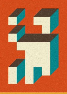 Edward Zajec 'in 1971' deki Il Cubo 'sunun uygulanması. Esasen 8 taştan oluşan bir Truchet fayans seti ve yerleştirme sanatı illüstrasyonu için kurallar