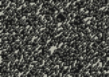 Edward Zajec 'in 1971' deki Il Cubo 'sunun uygulanması. Esasen 8 taştan oluşan bir Truchet fayans seti ve yerleştirme sanatı illüstrasyonu için kurallar