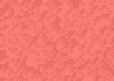 Edward Zajec 'in 1971' deki Il Cubo 'sunun uygulanması. Esasen 8 taştan oluşan bir Truchet fayans seti ve yerleştirme sanatı illüstrasyonu için kurallar