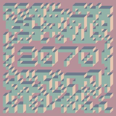 Edward Zajec 'in 1971' deki Il Cubo 'sunun uygulanması. Esasen 8 taştan oluşan bir Truchet fayans seti ve yerleştirme sanatı illüstrasyonu için kurallar