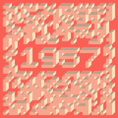 Edward Zajec 'in 1971' deki Il Cubo 'sunun uygulanması. Esasen 8 taştan oluşan bir Truchet fayans seti ve yerleştirme sanatı illüstrasyonu için kurallar