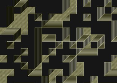 Edward Zajec 'in 1971' deki Il Cubo 'sunun uygulanması. Esasen 8 taştan oluşan bir Truchet fayans seti ve yerleştirme sanatı illüstrasyonu için kurallar