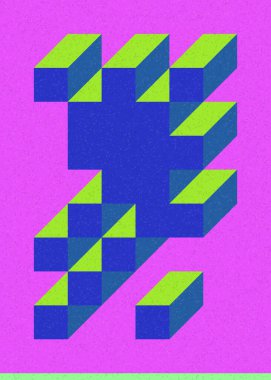 Edward Zajec 'in 1971' deki Il Cubo 'sunun uygulanması. Esasen 8 taştan oluşan bir Truchet fayans seti ve yerleştirme sanatı illüstrasyonu için kurallar