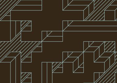 Edward Zajec 'in 1971' deki Il Cubo 'sunun uygulanması. Esasen 8 taştan oluşan bir Truchet fayans seti ve yerleştirme sanatı illüstrasyonu için kurallar