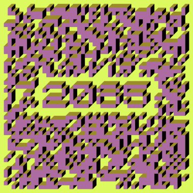 Edward Zajec 'in 1971' deki Il Cubo 'sunun uygulanması. Esasen 8 taştan oluşan bir Truchet fayans seti ve yerleştirme sanatı illüstrasyonu için kurallar