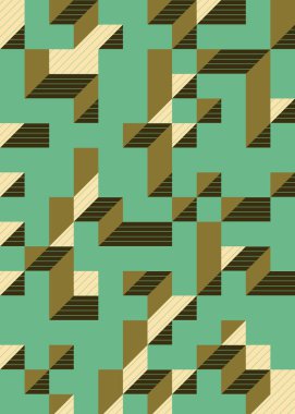 Edward Zajec 'in 1971' deki Il Cubo 'sunun uygulanması. Esasen 8 taştan oluşan bir Truchet fayans seti ve yerleştirme sanatı illüstrasyonu için kurallar