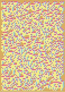 Edward Zajec 'in 1971' deki Il Cubo 'sunun uygulanması. Esasen 8 taştan oluşan bir Truchet fayans seti ve yerleştirme sanatı illüstrasyonu için kurallar