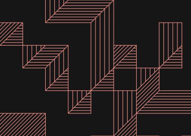 Edward Zajec 'in 1971' deki Il Cubo 'sunun uygulanması. Esasen 8 taştan oluşan bir Truchet fayans seti ve yerleştirme sanatı illüstrasyonu için kurallar