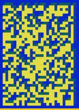 Edward Zajec 'in 1971' deki Il Cubo 'sunun uygulanması. Esasen 8 taştan oluşan bir Truchet fayans seti ve yerleştirme sanatı illüstrasyonu için kurallar