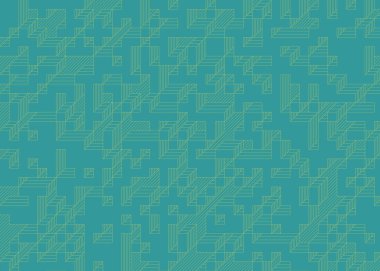 Edward Zajec 'in 1971' deki Il Cubo 'sunun uygulanması. Esasen 8 taştan oluşan bir Truchet fayans seti ve yerleştirme sanatı illüstrasyonu için kurallar