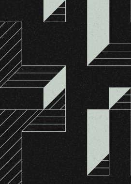 Edward Zajec 'in 1971' deki Il Cubo 'sunun uygulanması. Esasen 8 taştan oluşan bir Truchet fayans seti ve yerleştirme sanatı illüstrasyonu için kurallar