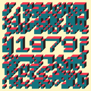 Edward Zajec 'in 1971' deki Il Cubo 'sunun uygulanması. Esasen 8 taştan oluşan bir Truchet fayans seti ve yerleştirme sanatı illüstrasyonu için kurallar