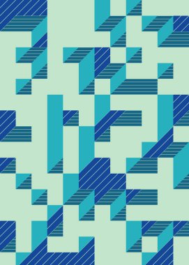 Edward Zajec 'in 1971' deki Il Cubo 'sunun uygulanması. Esasen 8 taştan oluşan bir Truchet fayans seti ve yerleştirme sanatı illüstrasyonu için kurallar