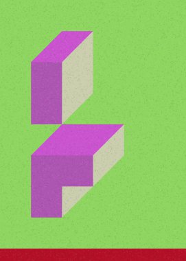 Edward Zajec 'in 1971' deki Il Cubo 'sunun uygulanması. Esasen 8 taştan oluşan bir Truchet fayans seti ve yerleştirme sanatı illüstrasyonu için kurallar