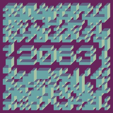 Edward Zajec 'in 1971' deki Il Cubo 'sunun uygulanması. Esasen 8 taştan oluşan bir Truchet fayans seti ve yerleştirme sanatı illüstrasyonu için kurallar