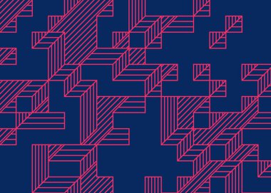 Edward Zajec 'in 1971' deki Il Cubo 'sunun uygulanması. Esasen 8 taştan oluşan bir Truchet fayans seti ve yerleştirme sanatı illüstrasyonu için kurallar