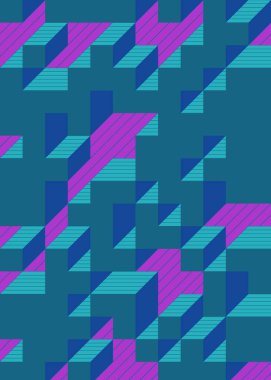 Edward Zajec 'in 1971' deki Il Cubo 'sunun uygulanması. Esasen 8 taştan oluşan bir Truchet fayans seti ve yerleştirme sanatı illüstrasyonu için kurallar