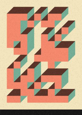 Edward Zajec 'in 1971' deki Il Cubo 'sunun uygulanması. Esasen 8 taştan oluşan bir Truchet fayans seti ve yerleştirme sanatı illüstrasyonu için kurallar