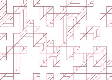 Edward Zajec 'in 1971' deki Il Cubo 'sunun uygulanması. Esasen 8 taştan oluşan bir Truchet fayans seti ve yerleştirme sanatı illüstrasyonu için kurallar