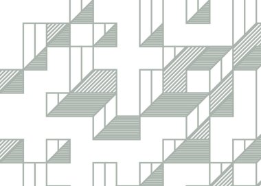 Edward Zajec 'in 1971' deki Il Cubo 'sunun uygulanması. Esasen 8 taştan oluşan bir Truchet fayans seti ve yerleştirme sanatı illüstrasyonu için kurallar