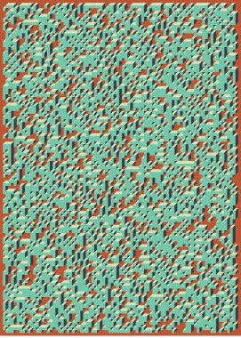 Edward Zajec 'in 1971' deki Il Cubo 'sunun uygulanması. Esasen 8 taştan oluşan bir Truchet fayans seti ve yerleştirme sanatı illüstrasyonu için kurallar