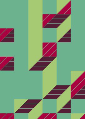 Edward Zajec 'in 1971' deki Il Cubo 'sunun uygulanması. Esasen 8 taştan oluşan bir Truchet fayans seti ve yerleştirme sanatı illüstrasyonu için kurallar