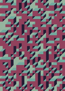 Edward Zajec 'in 1971' deki Il Cubo 'sunun uygulanması. Esasen 8 taştan oluşan bir Truchet fayans seti ve yerleştirme sanatı illüstrasyonu için kurallar