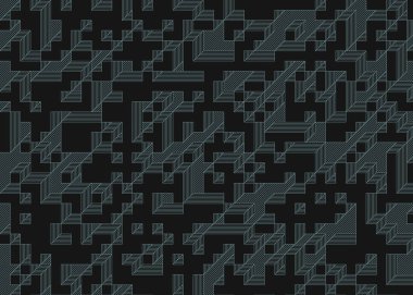 Edward Zajec 'in 1971' deki Il Cubo 'sunun uygulanması. Esasen 8 taştan oluşan bir Truchet fayans seti ve yerleştirme sanatı illüstrasyonu için kurallar