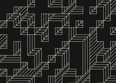 Edward Zajec 'in 1971' deki Il Cubo 'sunun uygulanması. Esasen 8 taştan oluşan bir Truchet fayans seti ve yerleştirme sanatı illüstrasyonu için kurallar