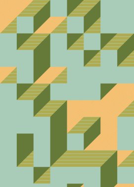 Edward Zajec 'in 1971' deki Il Cubo 'sunun uygulanması. Esasen 8 taştan oluşan bir Truchet fayans seti ve yerleştirme sanatı illüstrasyonu için kurallar