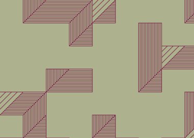 Edward Zajec 'in 1971' deki Il Cubo 'sunun uygulanması. Esasen 8 taştan oluşan bir Truchet fayans seti ve yerleştirme sanatı illüstrasyonu için kurallar