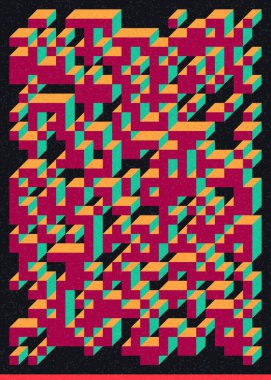 Edward Zajec 'in 1971' deki Il Cubo 'sunun uygulanması. Esasen 8 taştan oluşan bir Truchet fayans seti ve yerleştirme sanatı illüstrasyonu için kurallar