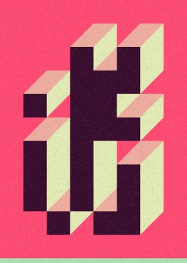 Edward Zajec 'in 1971' deki Il Cubo 'sunun uygulanması. Esasen 8 taştan oluşan bir Truchet fayans seti ve yerleştirme sanatı illüstrasyonu için kurallar